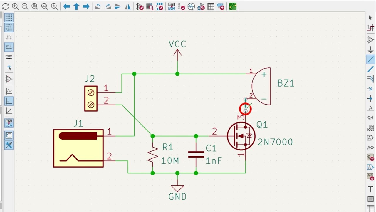 부저와 MOSFET 드레인 배선